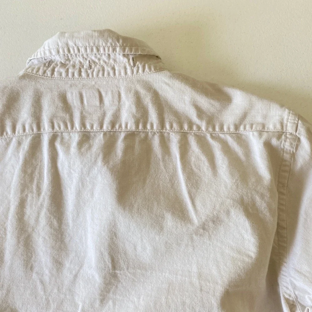 Banana Republic Untucked Fit Mens Shirt M Tall Beige Cotton Button Down